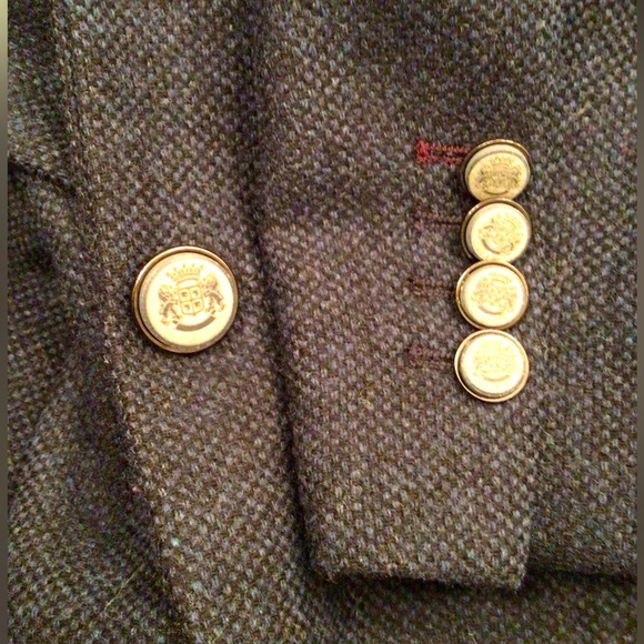 ZARA BASIC Blue-Black Wool Tweed One-Button Jacket - Small - Picture 5 of 5